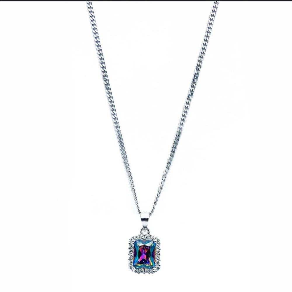 Aurora Borealis S925 Sterling silver pendant necklace. New. - Picture 10 of 13